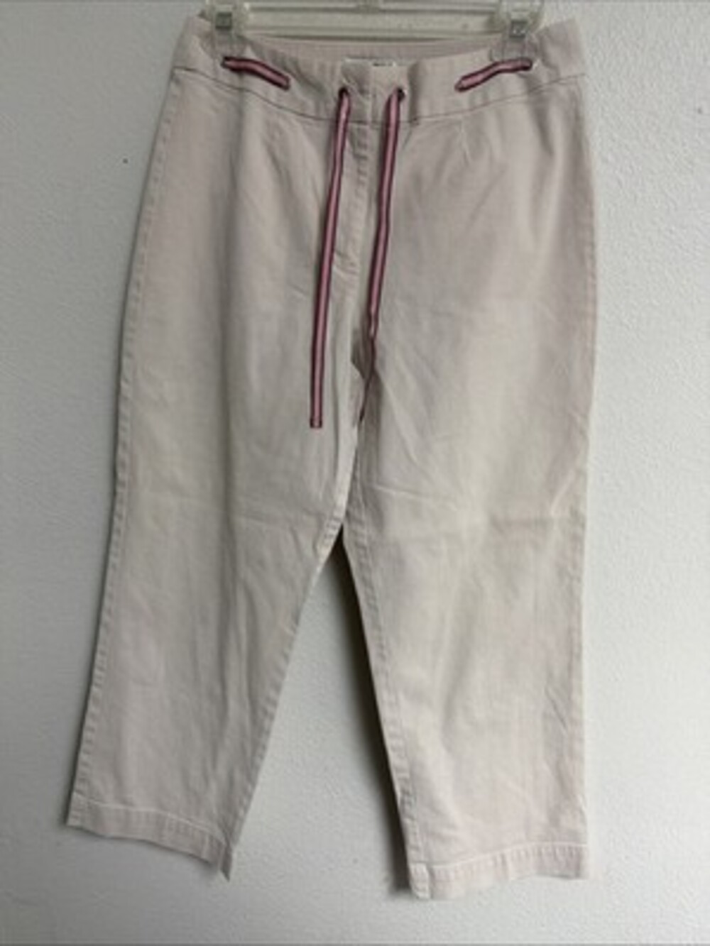 Talbots Women's Pants Size 6 Capri Cropped Drawstring Beige Khaki Mid Rise